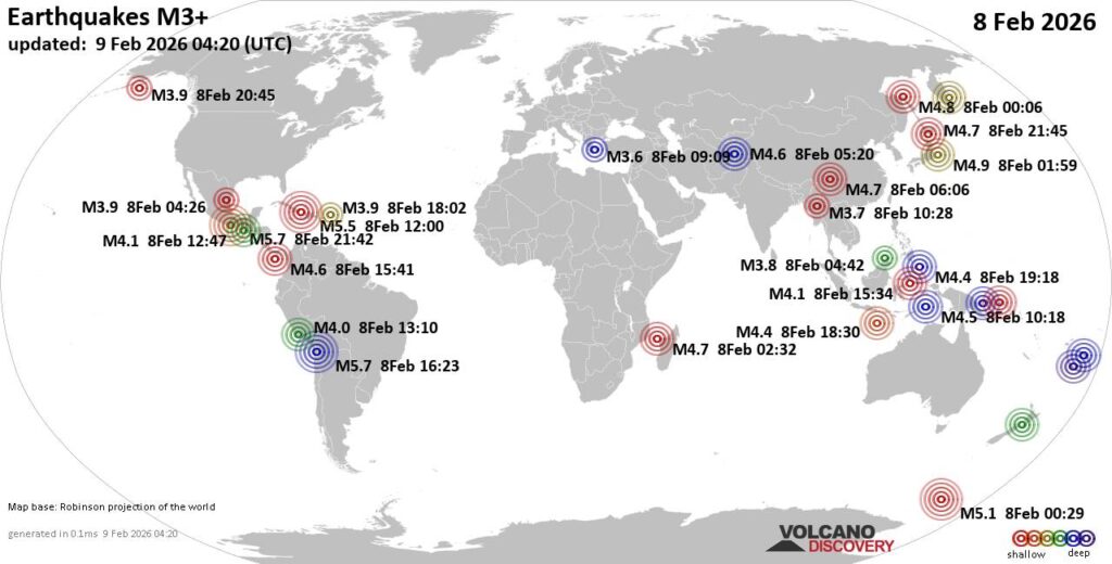 Dozens of Earthquakes Shake Planet on February 9 2026