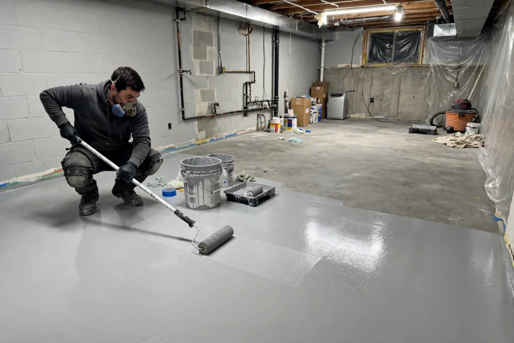 Basement Floor Coatings That Resist Moisture, Surface Cracking, and Damage From Everyday Household Storage