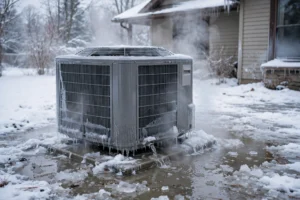 Heat Pump Defrost Water Management for Residential Properties in Freezing Winter Conditions